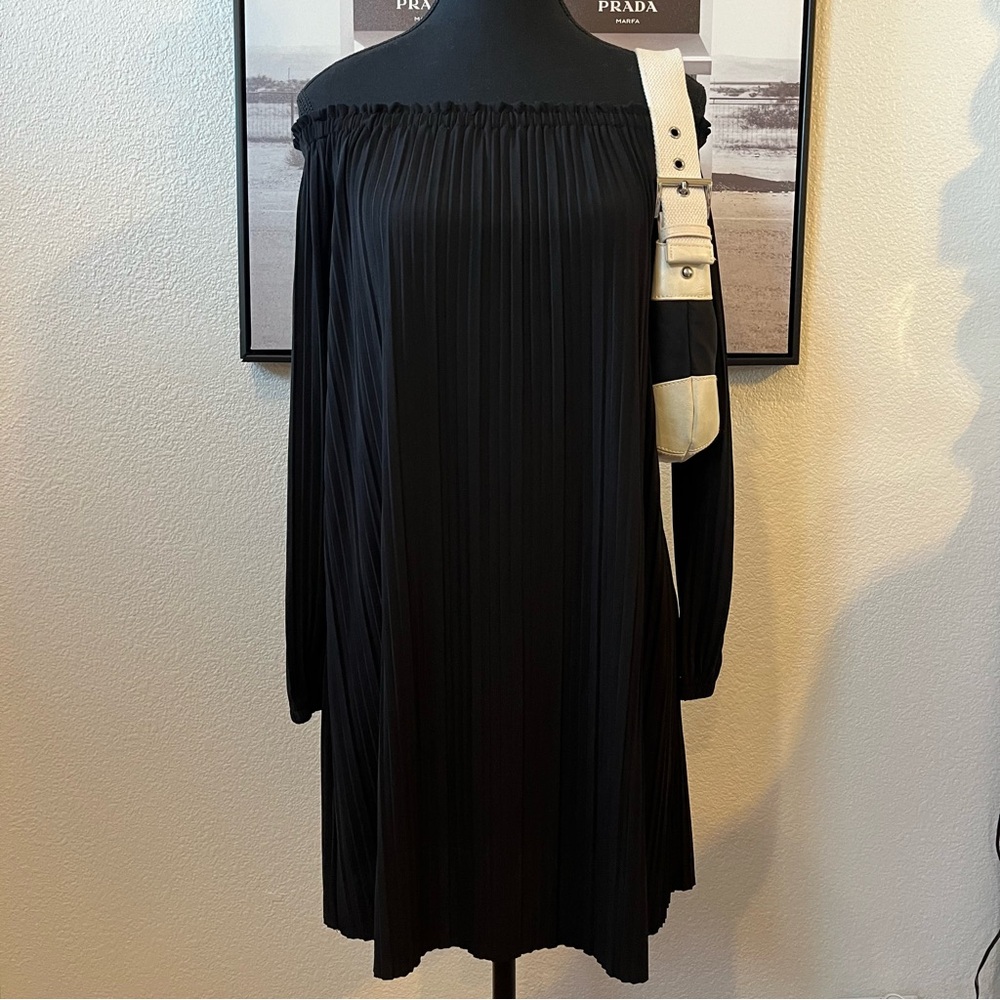 One clothing black off the shoulder pleated dress